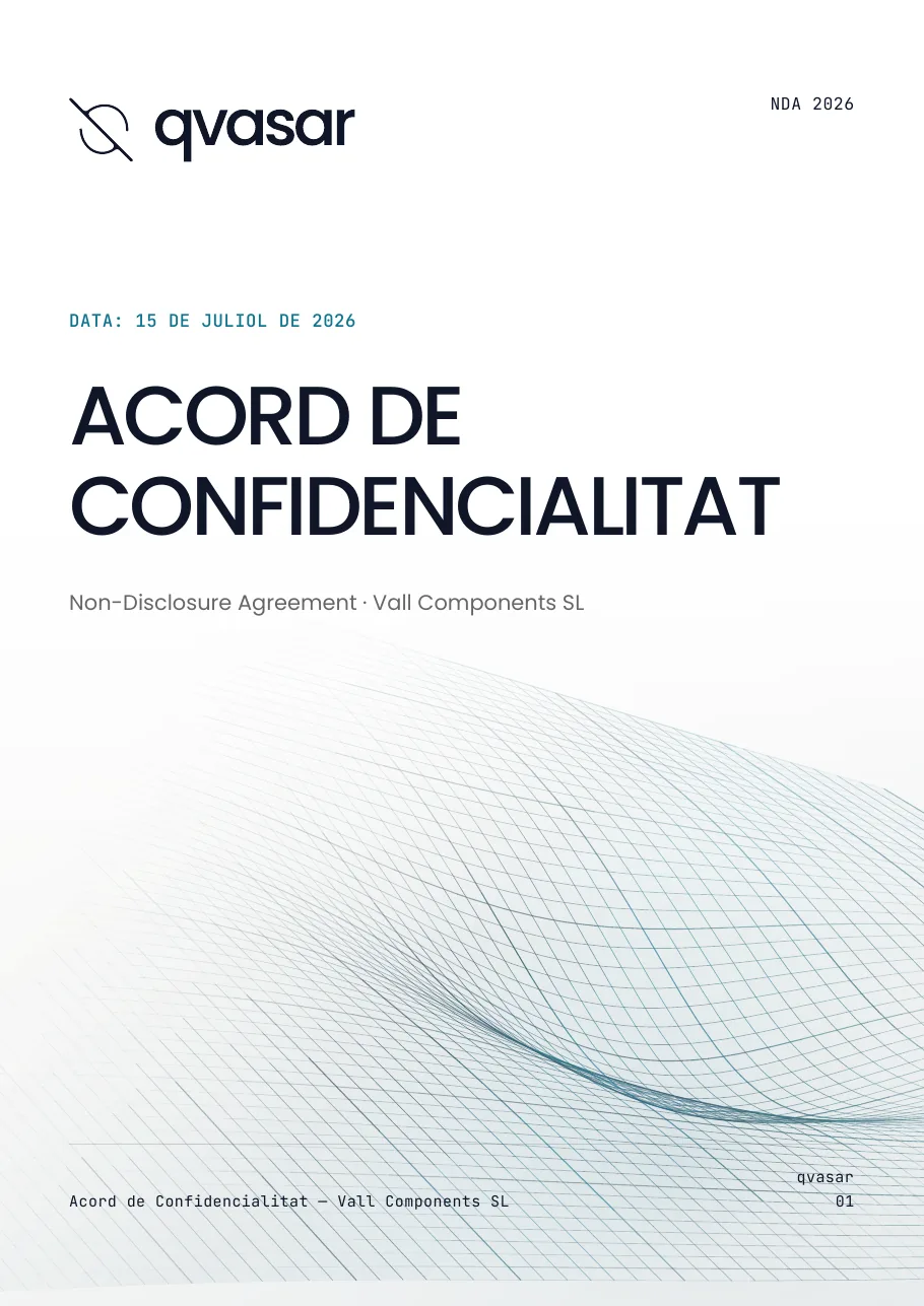Portada de l'acord de confidencialitat amb Vall Components
