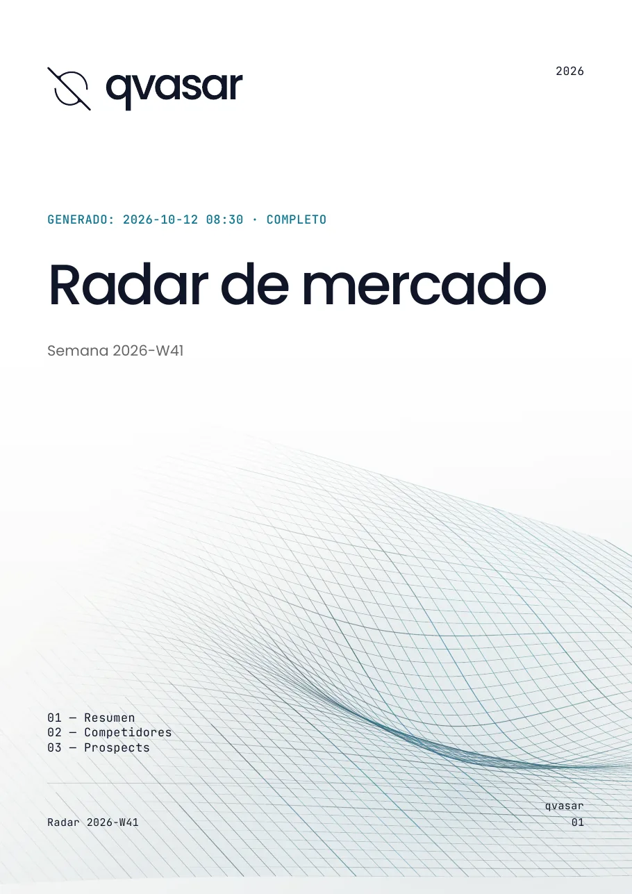 Portada del radar de mercat de la setmana 41, amb l'índex: resum, competidors i prospectes